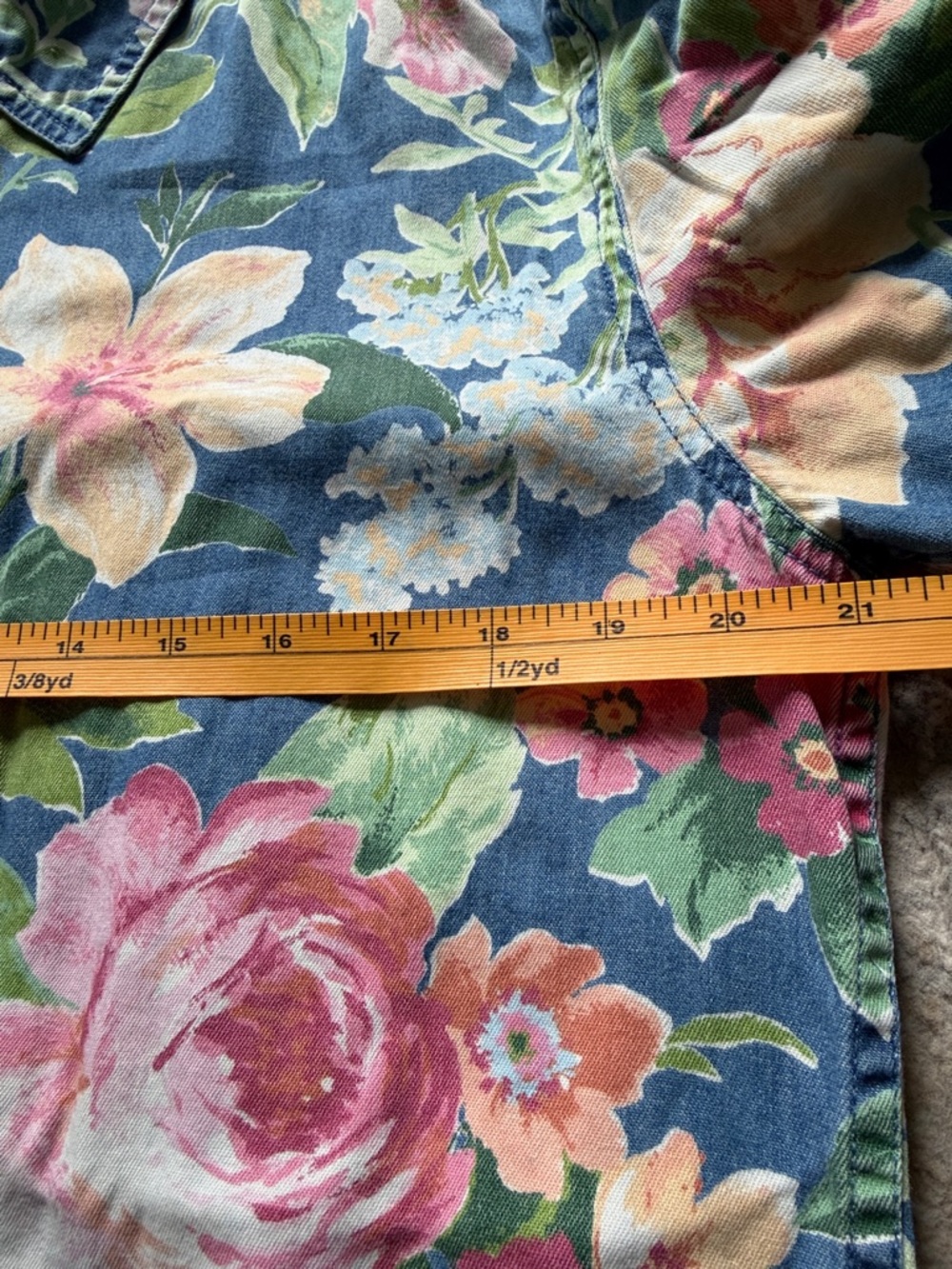 Vintage Denim Floral Women’s Shirt - Blue and Pink - Picture 10 of 11